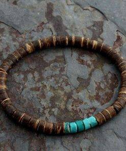 Coconut Bead Bracelet, Turquoise or Hematite, Mens Bracelet Mens Gift Mens Beaded Bracelet Bracelets Bracelets 