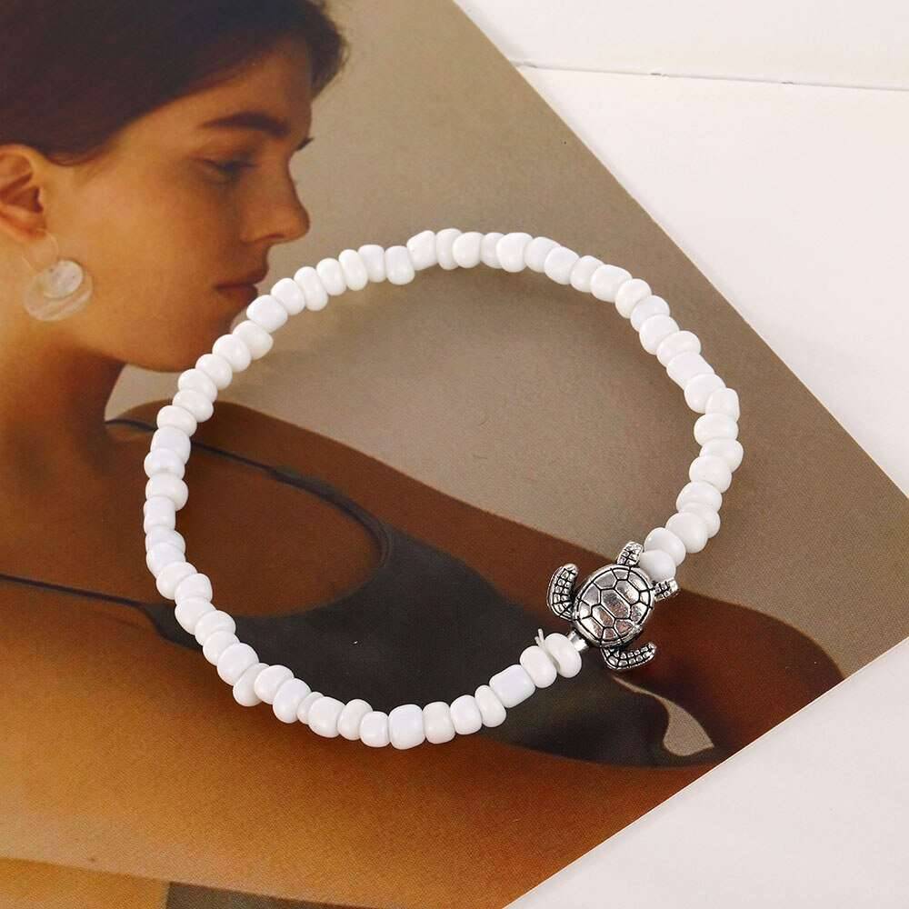 Fashion Blue Rope Shell Anklets For Women Vintage Beads Turtle Charm Anklet Bohemian Bracelets On Leg Chain Summer Beach Jewelry