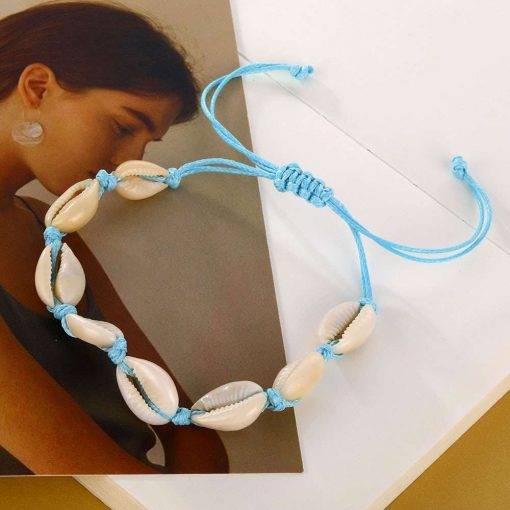 Fashion Blue Rope Shell Anklets For Women Vintage Beads Turtle Charm Anklet Bohemian Bracelets On Leg Chain Summer Beach Jewelry