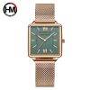 Japan Quartz Movement Green Dial Roman Square Watches Case Stanless Steel Fashion Wristwatch Ladies Rose Gold Watches For Women Women Quartz Watches