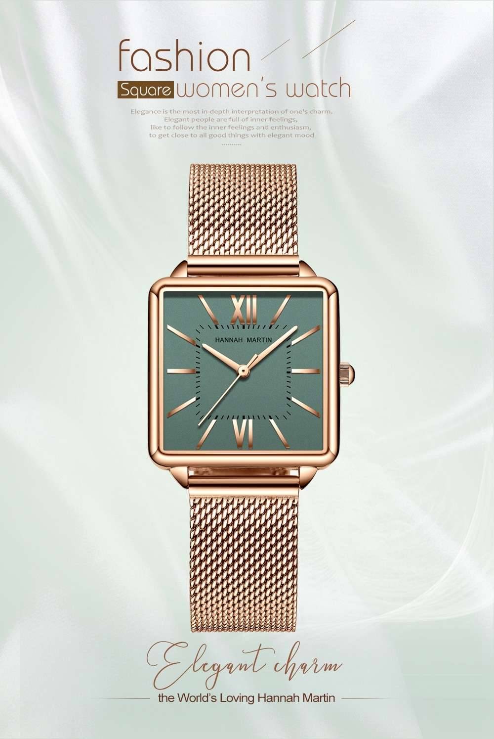 Japan Quartz Movement Green Dial Roman Square Watches Case Stanless Steel Fashion Wristwatch Ladies Rose Gold Watches For Women Japan Quartz Movement Green Dial Roman Square Watches Case Stanless Steel Fashion Wristwatch Ladies Rose Gold Watches For Women