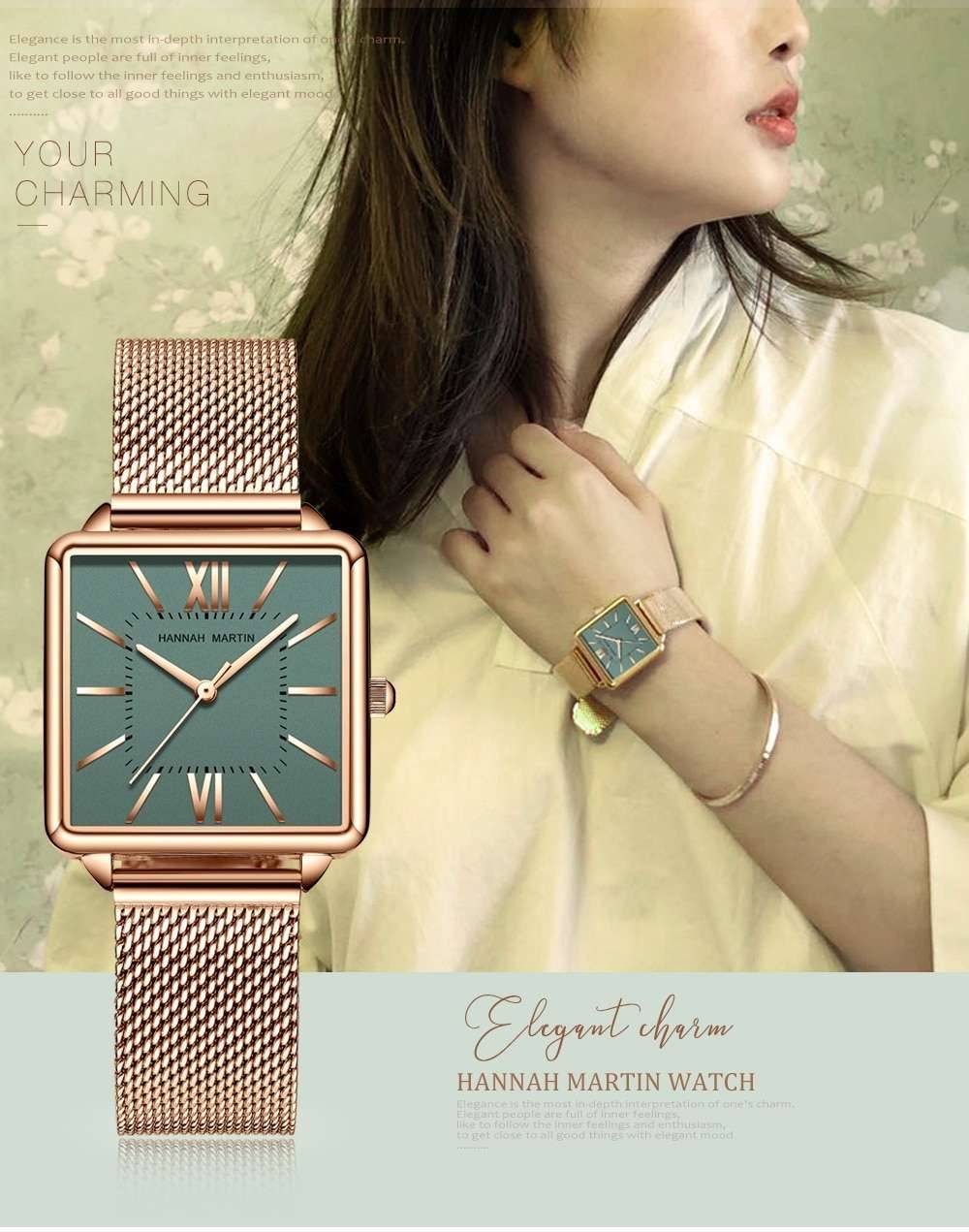 Japan Quartz Movement Green Dial Roman Square Watches Case Stanless Steel Fashion Wristwatch Ladies Rose Gold Watches For Women Japan Quartz Movement Green Dial Roman Square Watches Case Stanless Steel Fashion Wristwatch Ladies Rose Gold Watches For Women