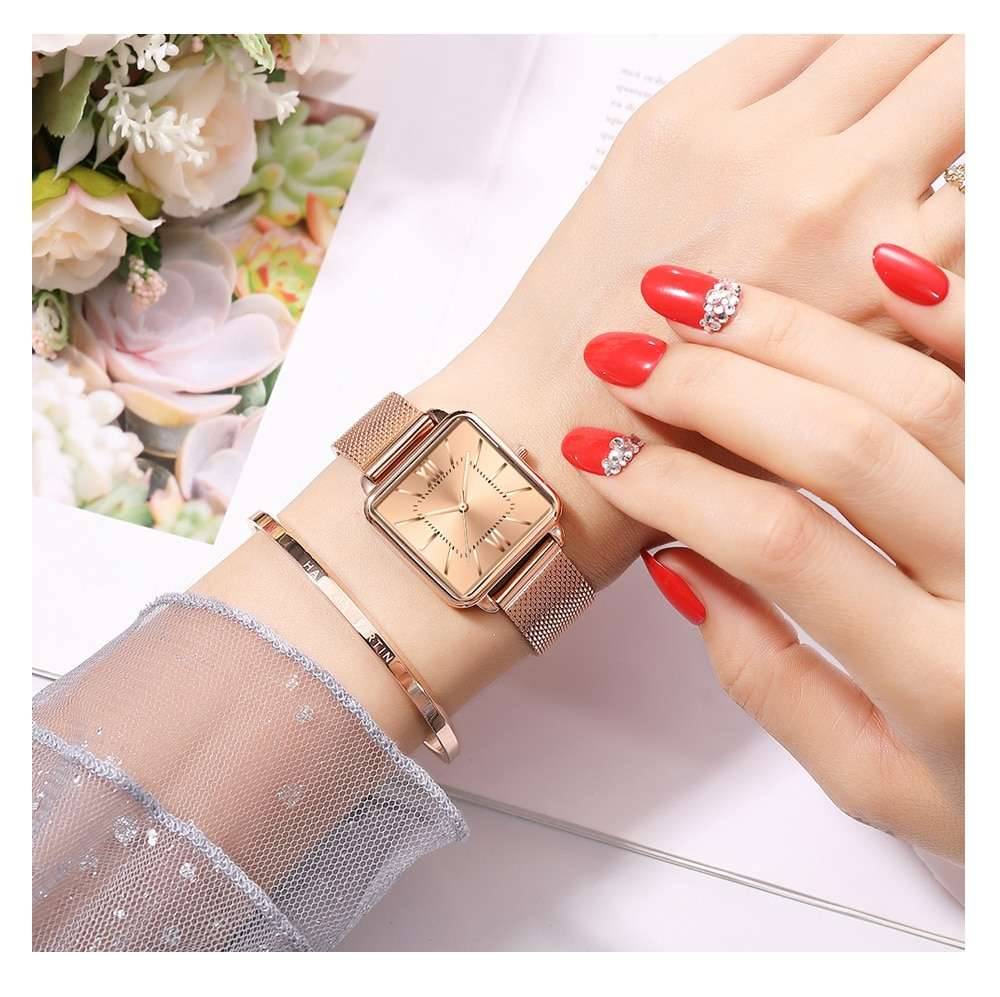 Japan Quartz Movement Green Dial Roman Square Watches Case Stanless Steel Fashion Wristwatch Ladies Rose Gold Watches For Women Japan Quartz Movement Green Dial Roman Square Watches Case Stanless Steel Fashion Wristwatch Ladies Rose Gold Watches For Women