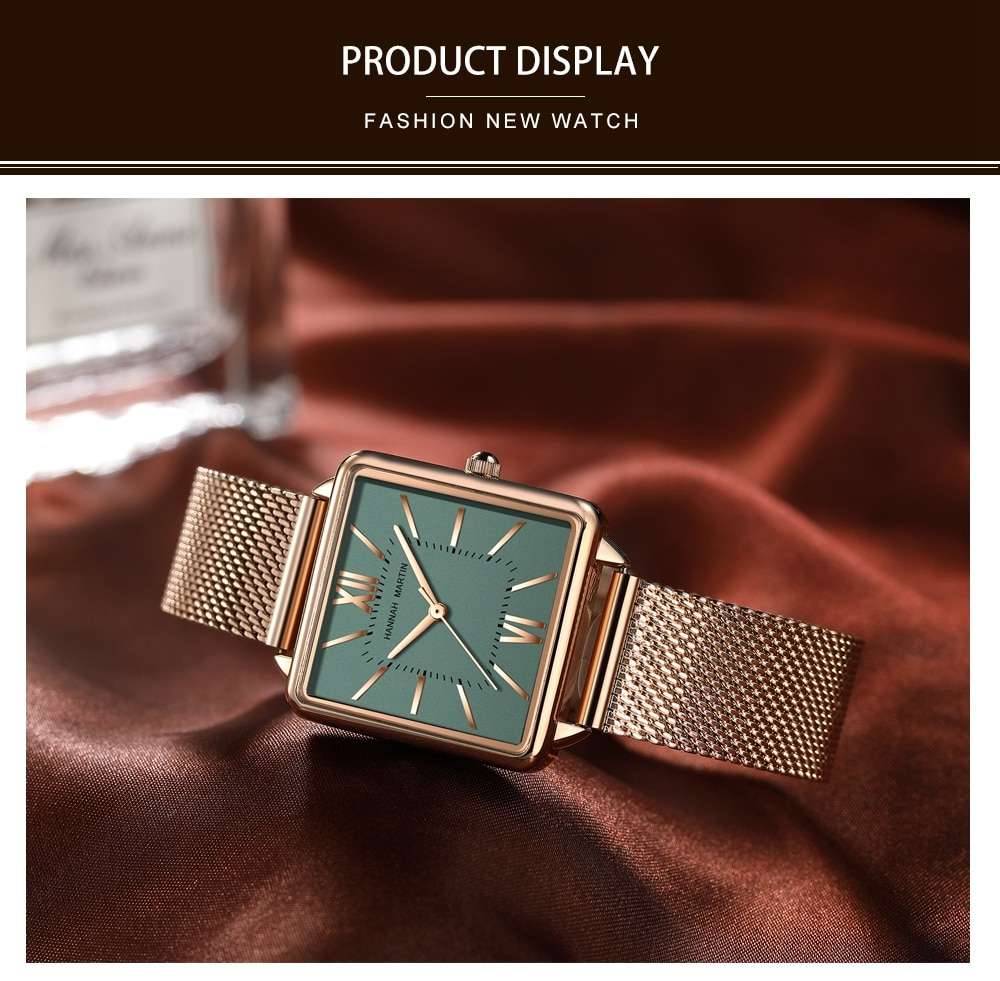Japan Quartz Movement Green Dial Roman Square Watches Case Stanless Steel Fashion Wristwatch Ladies Rose Gold Watches For Women Japan Quartz Movement Green Dial Roman Square Watches Case Stanless Steel Fashion Wristwatch Ladies Rose Gold Watches For Women