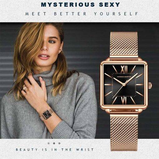 Japan Quartz Movement Green Dial Roman Square Watches Case Stanless Steel Fashion Wristwatch Ladies Rose Gold Watches For Women Women Quartz Watches