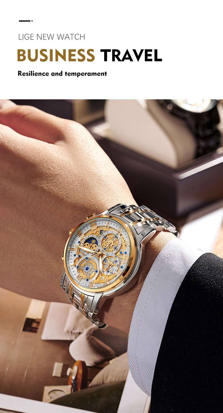 LIGE Men Watch Top Brand Original Sports Quartz Mens Watches Full Steel Waterproof Chronograph Wristwatch Men Relogio Masculino LIGE Men Watch Top Brand Original Sports Quartz Mens Watches Full Steel Waterproof Chronograph Wristwatch Men Relogio Masculino