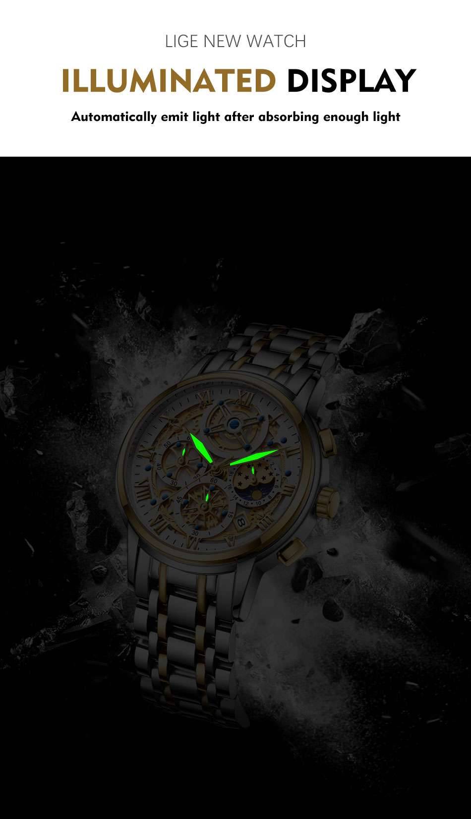 LIGE Men Watch Top Brand Original Sports Quartz Mens Watches Full Steel Waterproof Chronograph Wristwatch Men Relogio Masculino LIGE Men Watch Top Brand Original Sports Quartz Mens Watches Full Steel Waterproof Chronograph Wristwatch Men Relogio Masculino