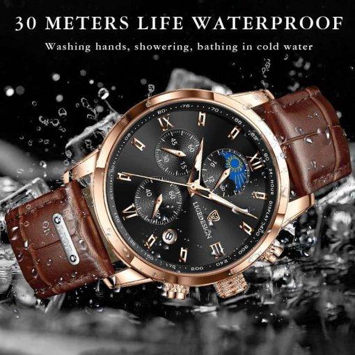 LIGE Men Watches Waterproof Luminous Top Brand Luxury Leather Casual Sports Quartz Wristwatch Military Man Watch For Men relogio Men Quartz Watches
