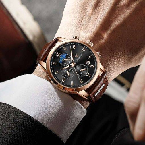 LIGE Men Watches Waterproof Luminous Top Brand Luxury Leather Casual Sports Quartz Wristwatch Military Man Watch For Men relogio Men Quartz Watches