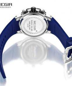 MEGIR Sports Chronograph Quartz Watches for Men Silicone Strap Wateproof Luminous Wristwatch Man Relogios Masculino 2106 Blue Quartz Watches Sports & Smartwatches 