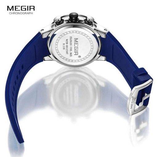 MEGIR Sports Chronograph Quartz Watches for Men Silicone Strap Wateproof Luminous Wristwatch Man Relogios Masculino 2106 Blue Quartz Watches Sports & Smartwatches