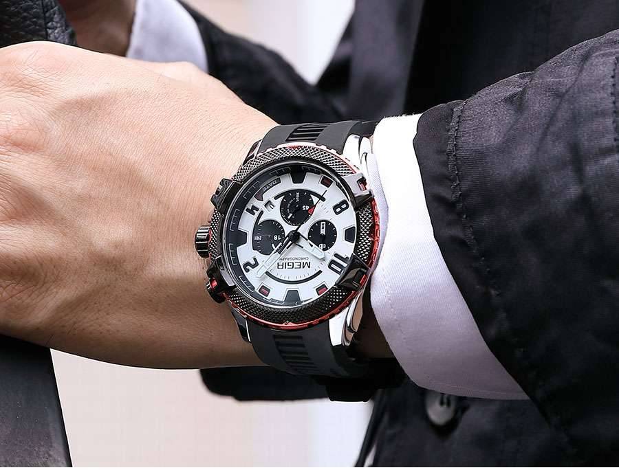 MEGIR Watches for Men Fashion Military Sport Chronograph Quartz Waterproof Wristwatch with Calendar Date 24-hour Display 2200