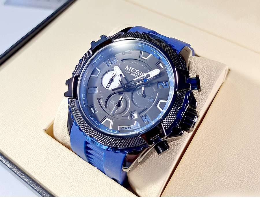 MEGIR Watches for Men Fashion Military Sport Chronograph Quartz Waterproof Wristwatch with Calendar Date 24-hour Display 2200