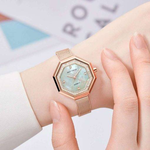 MINI FOCUS Women Watches Dress Brand Luxury Fashion Casual Quartz Ladies Watch Waterproof Rose Gold Stainless Steel Mesh Belt Women Quartz Watches