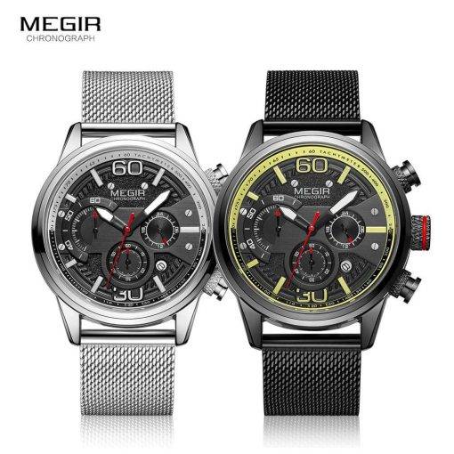 Megir Fashion Mens Watches 2020 Luxury Top Brand Quartz Watch Military Sport Mesh Strap Waterproof Wrist Watches Men Relogios Men Quartz Watches