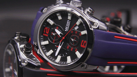 Megir Men's Chronograph Analogue Quartz Watches Fashion Rubber Strap Sport Wristwatch with Luminous Hands for Boys 2063GS-BK-1