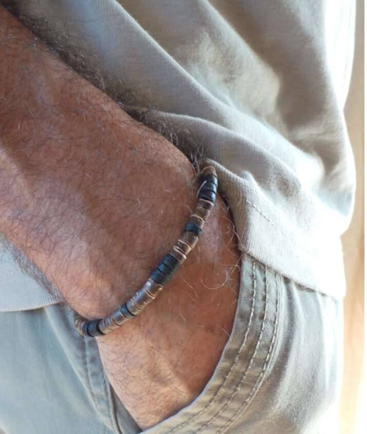 Mens bracelet set.Mens beaded bracelet Surfer style bracelet.Mens bracelet stack Stacking bracelets Stretch Boho bracelets