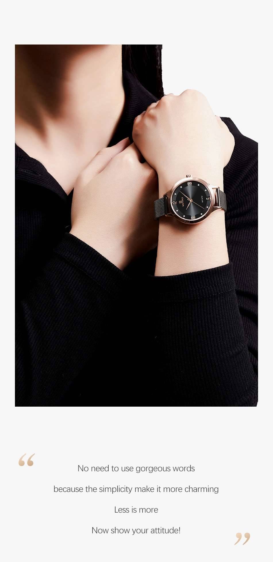 NAVIFORCE Top Brand Women Watch Luxury Fashion Quartz Watches for Women Brief Dail Elegant Waterproof Wristwatch Gift for Female