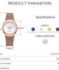 NAVIFORCE Watch Women Fashion Dress Quartz Watches Lady Stainless Steel Waterproof Wristwatch Simple Girl Clock Relogio Feminino Women Quartz Watches 
