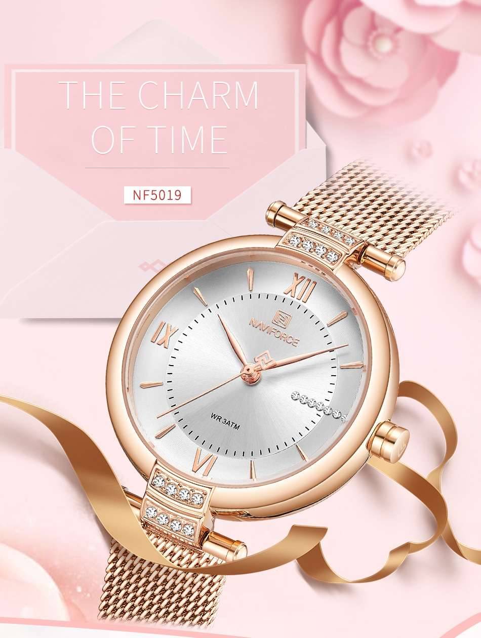 NAVIFORCE Women Watches Luxury Fashion Diamond Ladies Wristwatches Stainless Steel Mesh Strap Female Quartz Watch Girl Relogio NAVIFORCE Women Watches Luxury Fashion Diamond Ladies Wristwatches Stainless Steel Mesh Strap Female Quartz Watch Girl Relogio