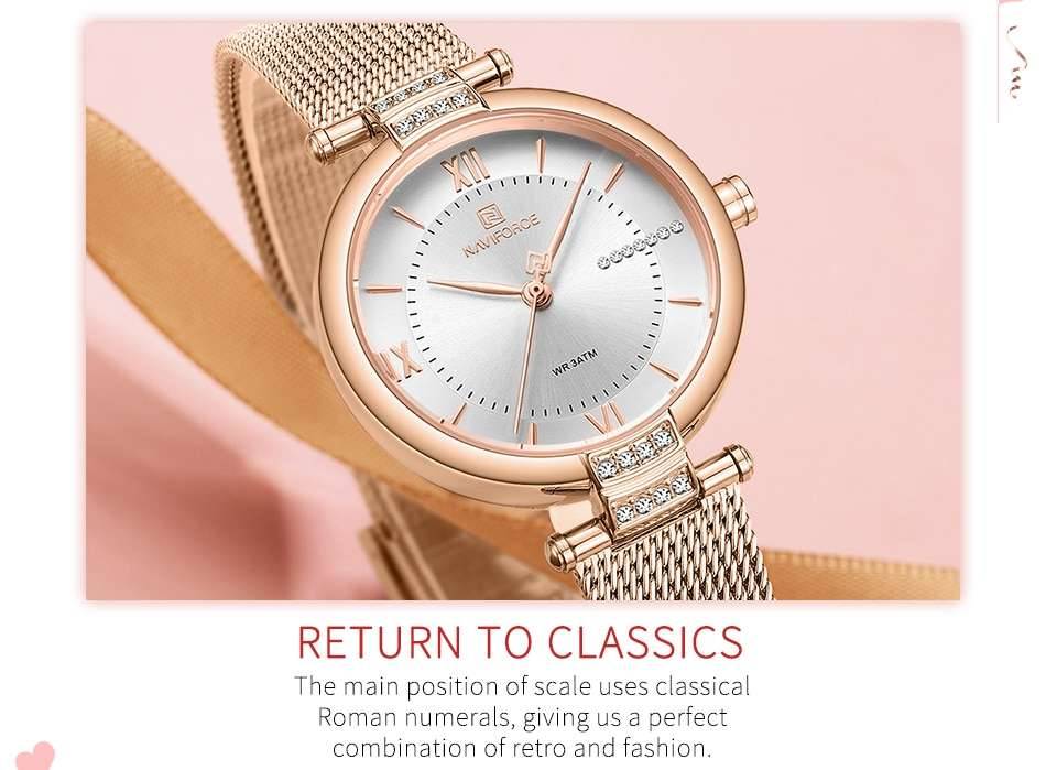 NAVIFORCE Women Watches Luxury Fashion Diamond Ladies Wristwatches Stainless Steel Mesh Strap Female Quartz Watch Girl Relogio NAVIFORCE Women Watches Luxury Fashion Diamond Ladies Wristwatches Stainless Steel Mesh Strap Female Quartz Watch Girl Relogio