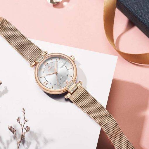 NAVIFORCE Women Watches Luxury Fashion Diamond Ladies Wristwatches Stainless Steel Mesh Strap Female Quartz Watch Girl Relogio Women Quartz Watches