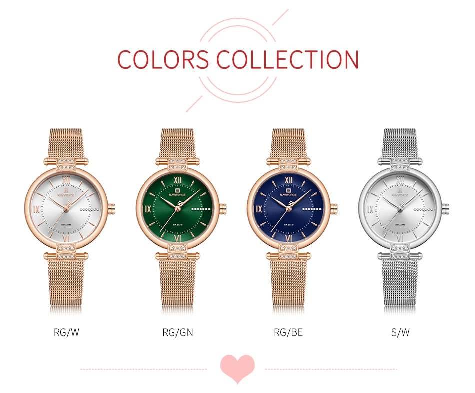 NAVIFORCE Women Watches Luxury Fashion Diamond Ladies Wristwatches Stainless Steel Mesh Strap Female Quartz Watch Girl Relogio NAVIFORCE Women Watches Luxury Fashion Diamond Ladies Wristwatches Stainless Steel Mesh Strap Female Quartz Watch Girl Relogio