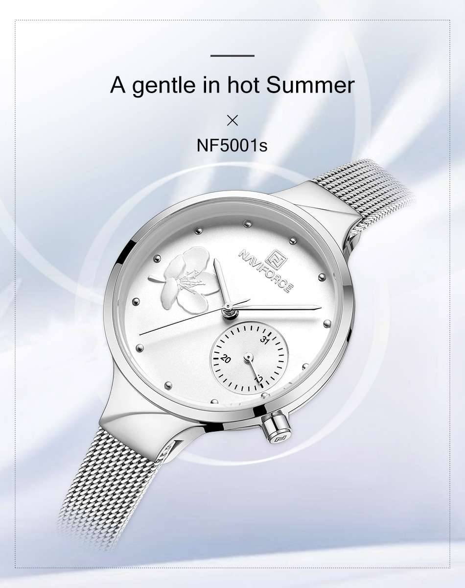 NAVIFORCE Women Watches Top Luxury Brand Fashion Steel Quartz Watch Ladies Waterproof Flower Girl Clock relogio feminino NAVIFORCE Women Watches Top Luxury Brand Fashion Steel Quartz Watch Ladies Waterproof Flower Girl Clock relogio feminino
