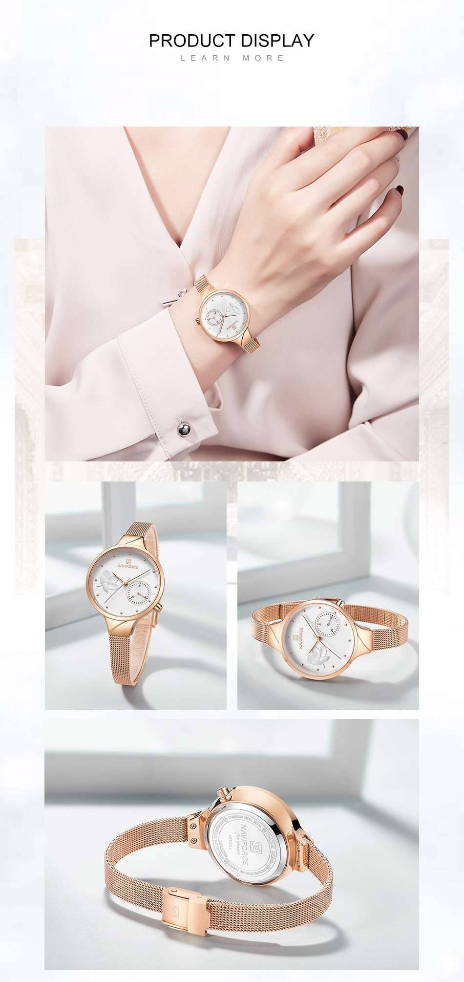 NAVIFORCE Women Watches Top Luxury Brand Fashion Steel Quartz Watch Ladies Waterproof Flower Girl Clock relogio feminino NAVIFORCE Women Watches Top Luxury Brand Fashion Steel Quartz Watch Ladies Waterproof Flower Girl Clock relogio feminino
