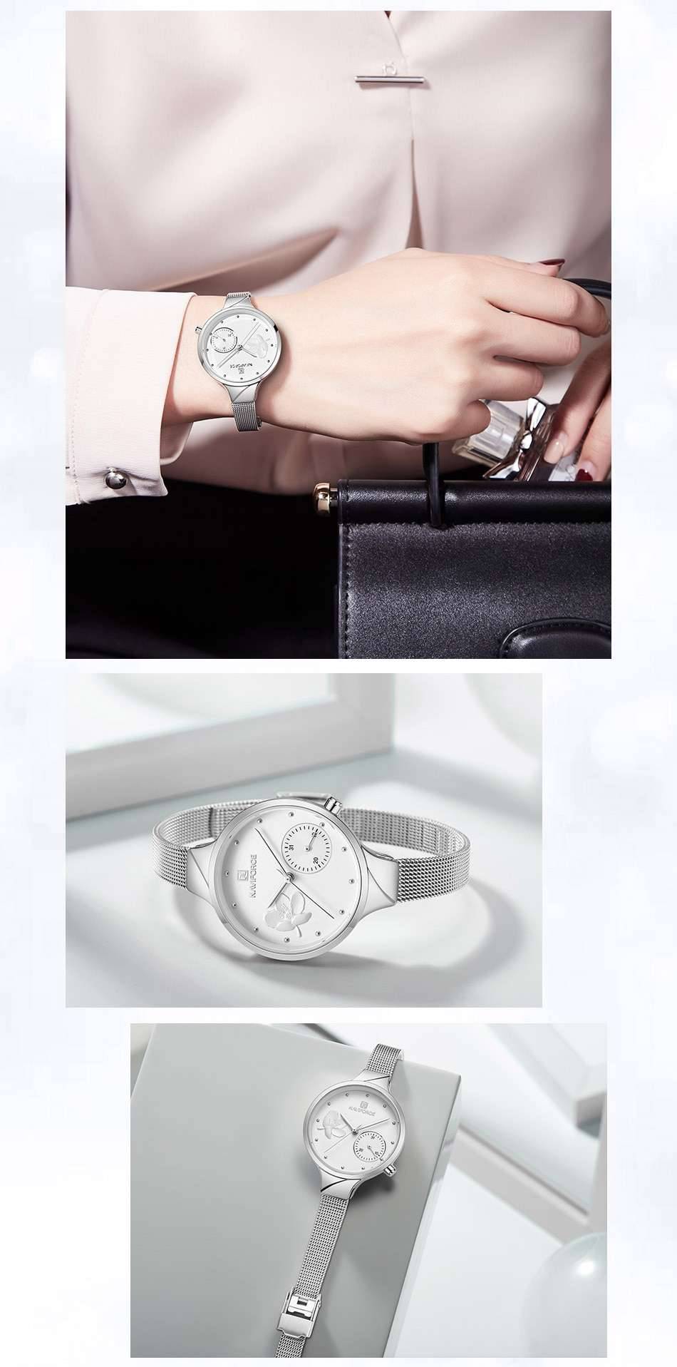 NAVIFORCE Women Watches Top Luxury Brand Fashion Steel Quartz Watch Ladies Waterproof Flower Girl Clock relogio feminino NAVIFORCE Women Watches Top Luxury Brand Fashion Steel Quartz Watch Ladies Waterproof Flower Girl Clock relogio feminino