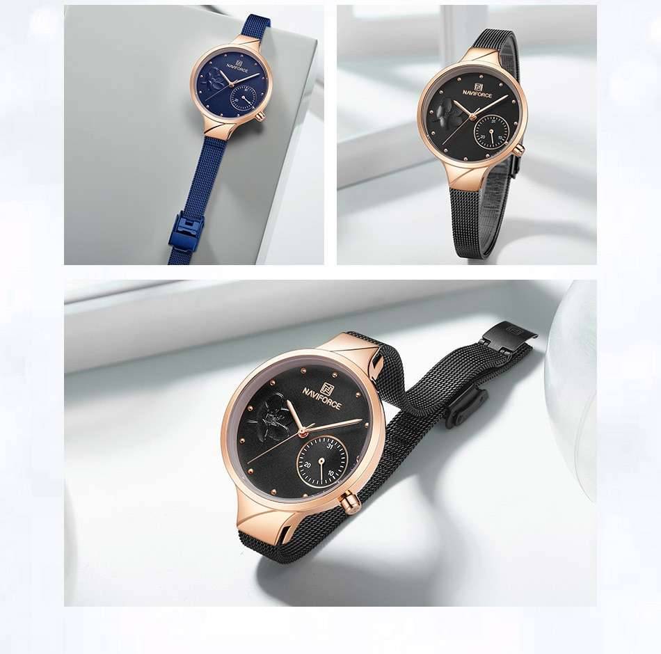 NAVIFORCE Women Watches Top Luxury Brand Fashion Steel Quartz Watch Ladies Waterproof Flower Girl Clock relogio feminino NAVIFORCE Women Watches Top Luxury Brand Fashion Steel Quartz Watch Ladies Waterproof Flower Girl Clock relogio feminino