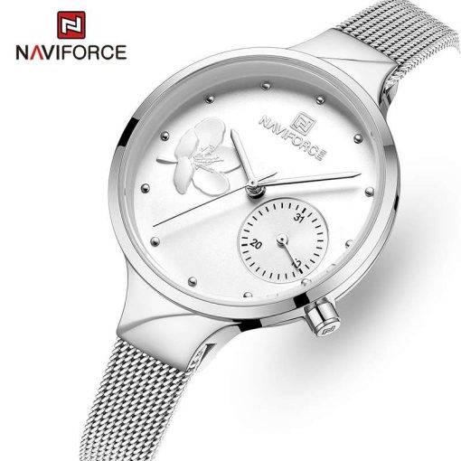 NAVIFORCE Women Watches Top Luxury Brand Fashion Steel Quartz Watch Ladies Waterproof Flower Girl Clock relogio feminino Women Quartz Watches