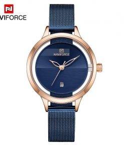New NAVIFORCE Creative Simple Quartz Watch Women's Steel Mesh Dress Watches Girl Clock Ladies Bracelet Watch Relogios Feminino Women Quartz Watches 