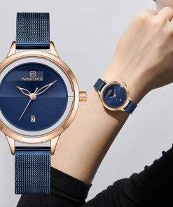 New NAVIFORCE Creative Simple Quartz Watch Women's Steel Mesh Dress Watches Girl Clock Ladies Bracelet Watch Relogios Feminino Women Quartz Watches