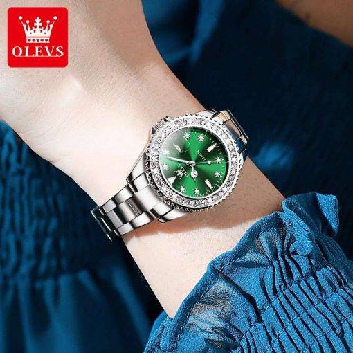 OLEVS Women's Watches Top Brand Original Quartz Ladies Watch Luxury Bezel Diamond Wristwatch Waterproof Enlarge Date New Arrival Women Quartz Watches