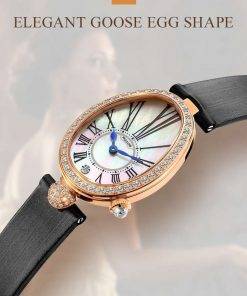 ROCOS Women Quartz Watches Luxury Leather Fashion Ladies Quartz Diamond Wristwatch Simple Casual Shell Dial Dress Watch R0233 Women Quartz Watches 