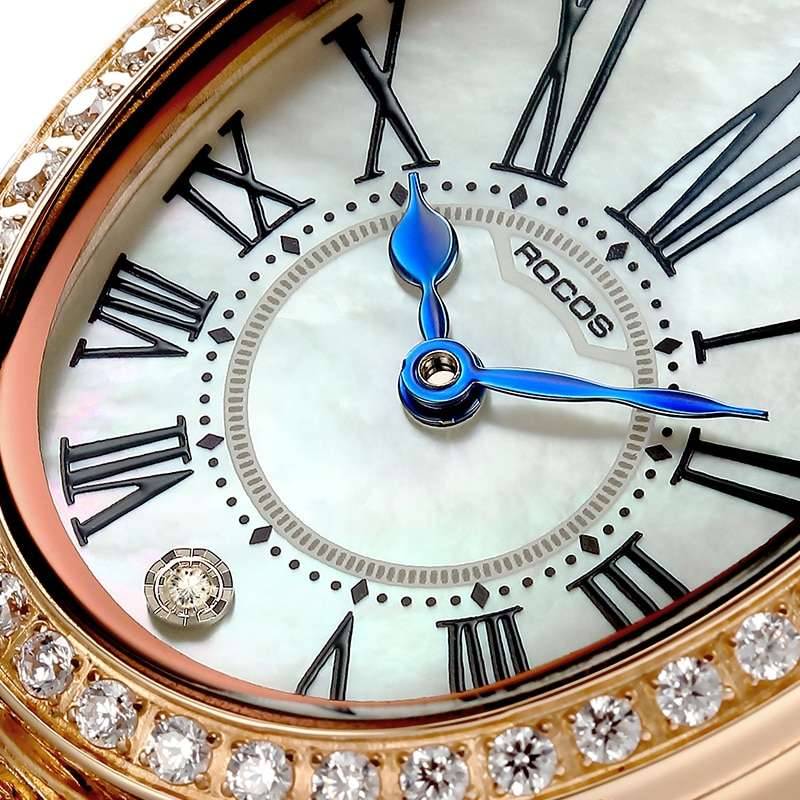 ROCOS Women Quartz Watches Luxury Leather Fashion Ladies Quartz Diamond Wristwatch Simple Casual Shell Dial Dress Watch R0233