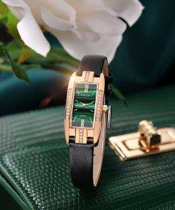 ROCOS Women Watches Rectangle Ladies Quartz Watch Women Quartz Watches Luxury Simple Diamond Green Dial WristWatch R209S Women Quartz Watches