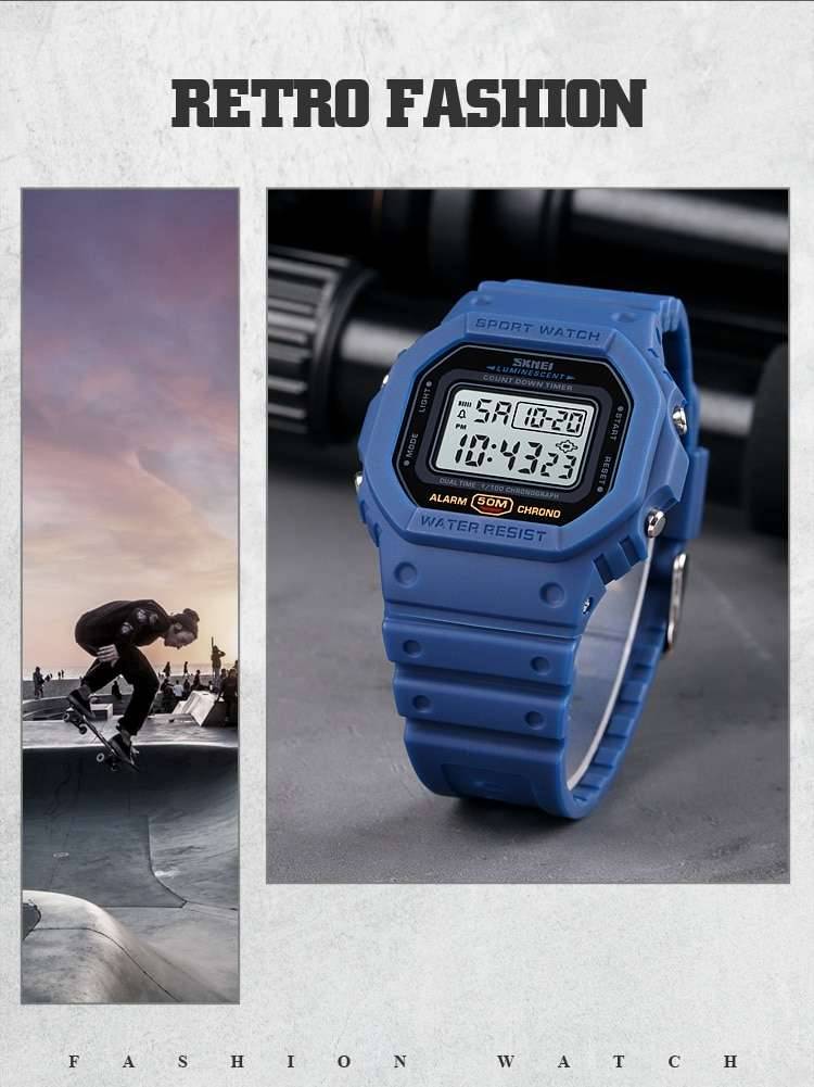 SKMEI Multifunctional Digital Sport Watch Men 2 Time Count Down Mens Wristwatches Fashion Retro Male Watches reloj hombre 1628