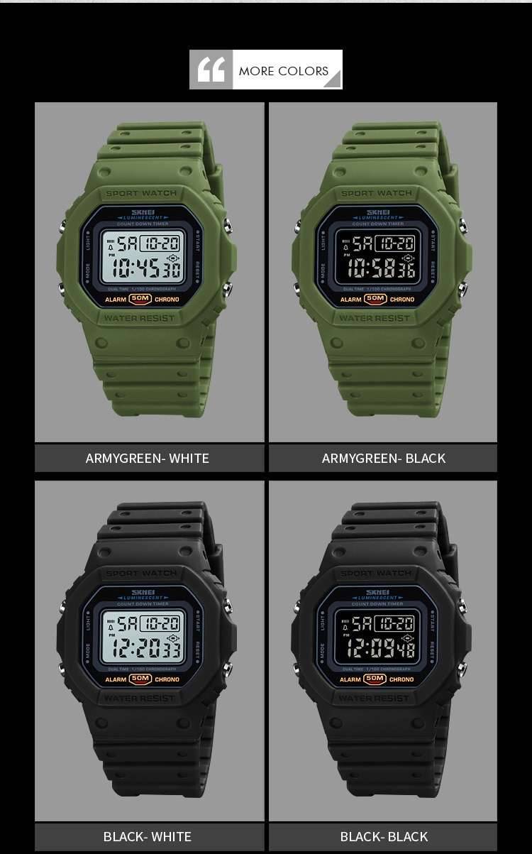 SKMEI Multifunctional Digital Sport Watch Men 2 Time Count Down Mens Wristwatches Fashion Retro Male Watches reloj hombre 1628