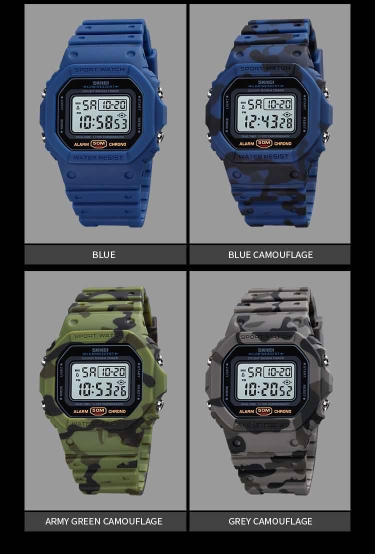 SKMEI Multifunctional Digital Sport Watch Men 2 Time Count Down Mens Wristwatches Fashion Retro Male Watches reloj hombre 1628