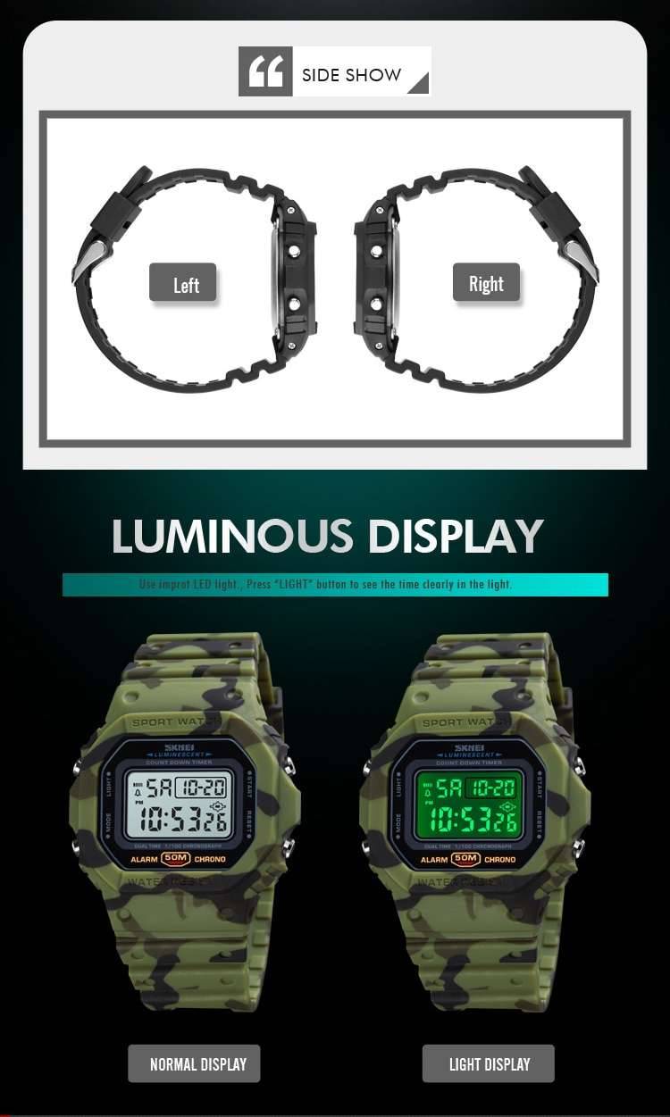 SKMEI Multifunctional Digital Sport Watch Men 2 Time Count Down Mens Wristwatches Fashion Retro Male Watches reloj hombre 1628