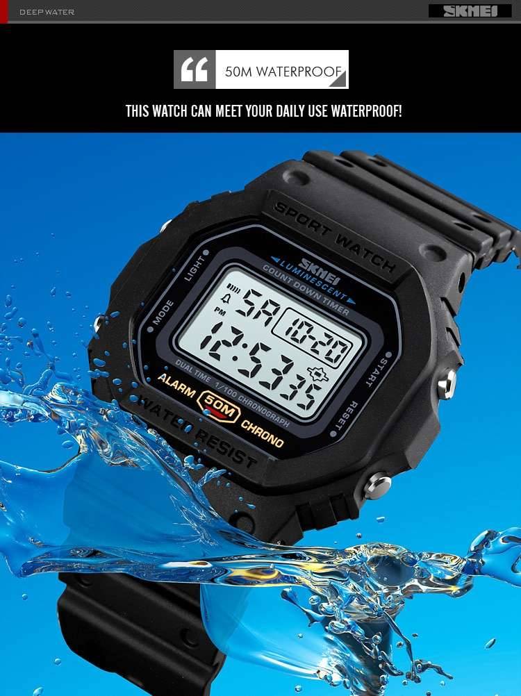 SKMEI Multifunctional Digital Sport Watch Men 2 Time Count Down Mens Wristwatches Fashion Retro Male Watches reloj hombre 1628