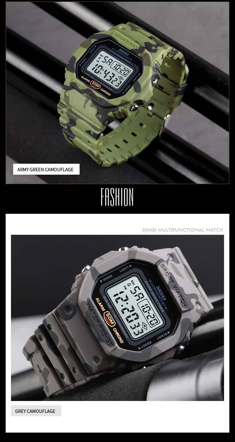SKMEI Multifunctional Digital Sport Watch Men 2 Time Count Down Mens Wristwatches Fashion Retro Male Watches reloj hombre 1628