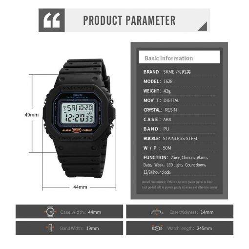 SKMEI Multifunctional Digital Sport Watch Men 2 Time Count Down Mens Wristwatches Fashion Retro Male Watches reloj hombre 1628 Men Sports & Smartwatches