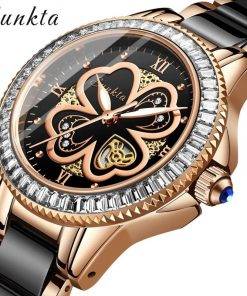 SUNKTA Women Watches Women Dress Fashion Gifts Clocks Luxury Brand Quartz Ceramics Bracelet Wrist Watches For Women Montre Femme Women Quartz Watches 