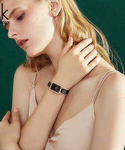 Shengke 2022 New Watch For Women Elegant Black Rectangle Ultra Thin Dial Reloj Mujer Precise Japanese Quartz Relogio Feminino Women Quartz Watches