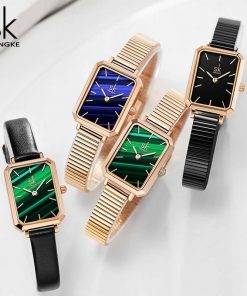 Shengke 2022 New Watch For Women Elegant Black Rectangle Ultra Thin Dial Reloj Mujer Precise Japanese Quartz Relogio Feminino Women Quartz Watches 