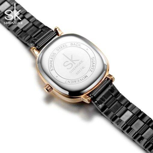 Shengke Relogio Feminino Women's Watches Fashion Black Top Luxury Ladies Quartz Wristwatches Elegant Woman's Clock SK New Design Women Quartz Watches