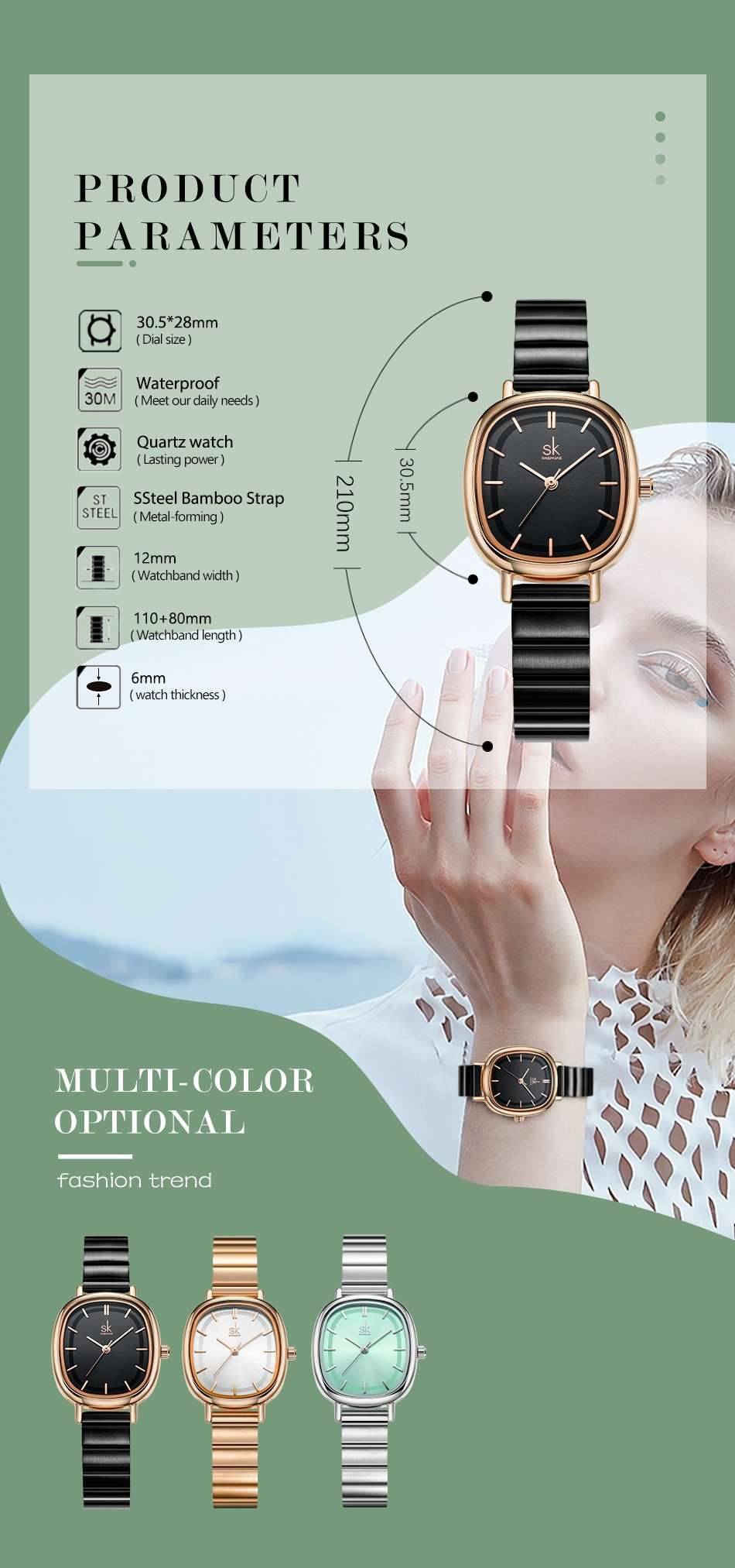 Shengke Relogio Feminino Women's Watches Fashion Black Top Luxury Ladies Quartz Wristwatches Elegant Woman's Clock SK New Design